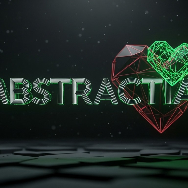 ABSTRACTIA XLV interactive digital artwork by Maxximillian featuring neon green geometric heart over desert-toned wave grid, time-based generative art on Transient Labs